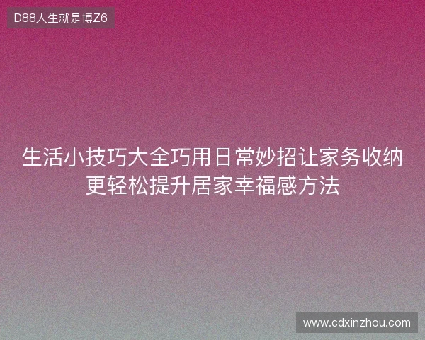 生活小技巧大全巧用日常妙招让家务收纳更轻松提升居家幸福感方法